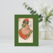 Niedliches Afrikanisches Mädchen Vintag Valentine Postkarte (Stehend Vorderseite)