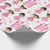 Niedliches afrikanisches Pink Princess Wrapping Pa Geschenkpapier (Ecke)