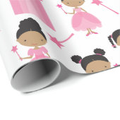 Niedliches afrikanisches Pink Princess Wrapping Pa Geschenkpapier (Rolleneckpunkt)