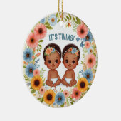 Niedliches Afrikanisches Twin Boys Kinderdusche Wa Keramik Ornament (Rechts)