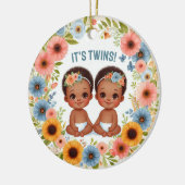 Niedliches Afrikanisches Twin Boys Kinderdusche Wa Keramik Ornament (Links)