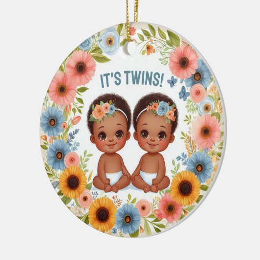 Niedliches Afrikanisches Twin Boys Kinderdusche Wa Keramik Ornament (Links)