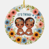 Niedliches Afrikanisches Twin Boys Kinderdusche Wa Keramik Ornament (Hinten)