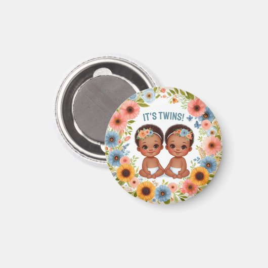 Niedliches Afrikanisches Twin Boys Kinderdusche Wa Magnet (Vorderseite/Rückseite)
