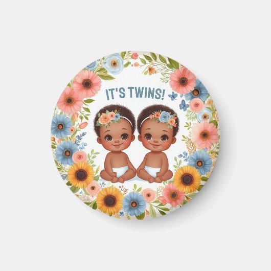 Niedliches Afrikanisches Twin Boys Kinderdusche Wa Magnet (Vorne)