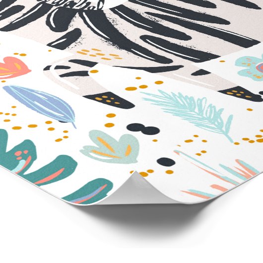Niedliches afrikanisches Zebra-Kinderzimmer Poster (Ecke)