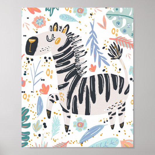 Niedliches afrikanisches Zebra-Kinderzimmer Poster (Vorne)