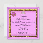 Niedliches Afro American Baby Dusche Pink Gold Einladung (Rückseite)