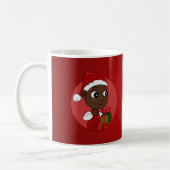 Niedliches afroamerikanisches Baby mit Weihnachtsm Kaffeetasse (Links)