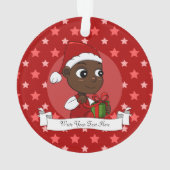 Niedliches afroamerikanisches Baby mit Weihnachtsm Ornament (Rückseite)