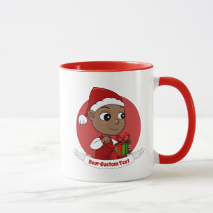 Niedliches Afroamerikanisches Baby mit Weihnachtsm Tasse