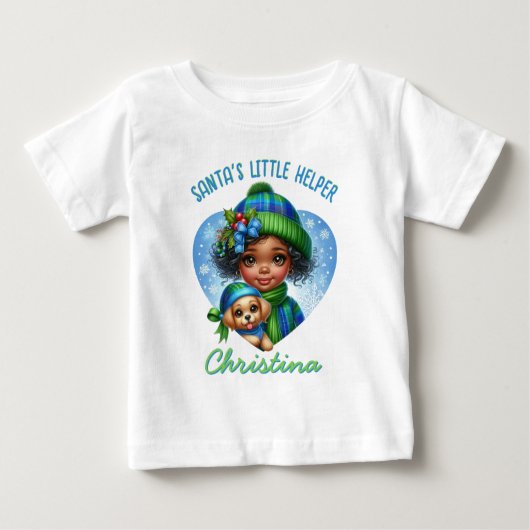Niedliches Afroamerikanisches Mädchen mit Welpe Wi Baby T-shirt (Vorderseite)