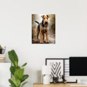 Niedliches Airedale Terrier Dog Art Print Poster (Heimbüro)