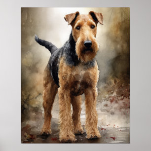 Niedliches Airedale Terrier Dog Art Print Poster