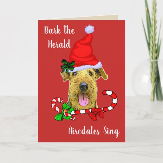Niedliches Airedale-Terrier-Weihnachten Feiertagskarte (Vorderseite)