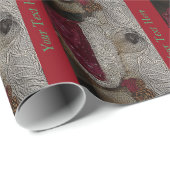 Niedliches Akita im roten Geschenkpapier (Rolleneckpunkt)