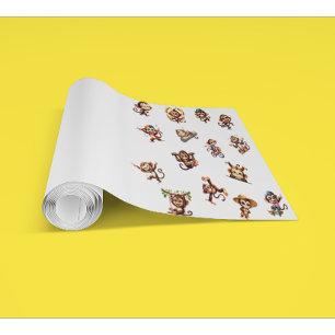 Niedliches Albernes Funny Monkey Watercolor Muster Tapete