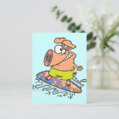niedliches albernes Surfschwein Postkarte (Stehend Vorderseite)