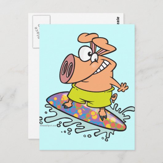niedliches albernes Surfschwein Postkarte (Vorne/Hinten)
