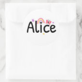 Niedliches Alice-Design Runder Aufkleber (Tasche)