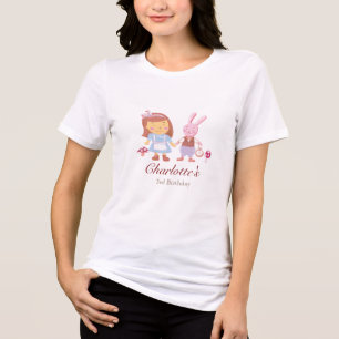 Niedliches Alice Rabbit Pink Kindergeburtstag Part Tri-Blend Shirt