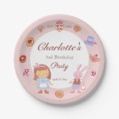 Niedliches Alice' Tee Party Rosa Geburtstag Rosa Pappteller (Vorderseite)