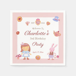 Niedliches Alice' Tee Party Rosa Geburtstag Rosa Serviette