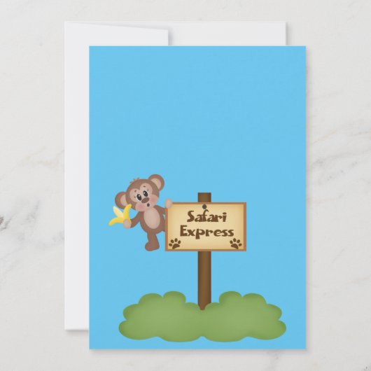 Niedliches All-In-Out-Dschungel Thema 1. Geburtsta Einladung (Rückseite)