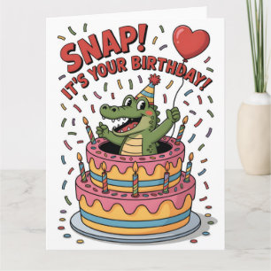 Niedliches Alligator Geburtstag Cake Party Design Karte