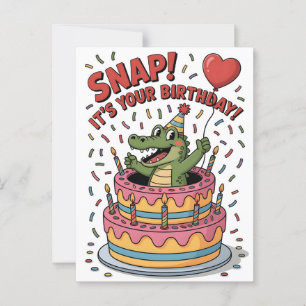 Niedliches Alligator Geburtstag Cake Party Design Postkarte