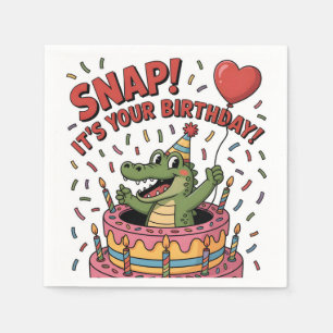 Niedliches Alligator Geburtstag Cake Party Design Serviette