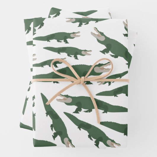 Niedliches Alligator-Krokodil-Muster Geschenkpapier Set (Beispiel)