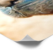 Niedliches Alpaca Baby in Blue Poster (Ecke)