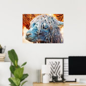 Niedliches Alpaca Baby in Blue Poster (Heimbüro)