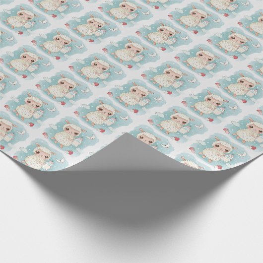 Niedliches Alpaca Baby Pastell Wasserfarben Muster Geschenkpapier (Ecke)
