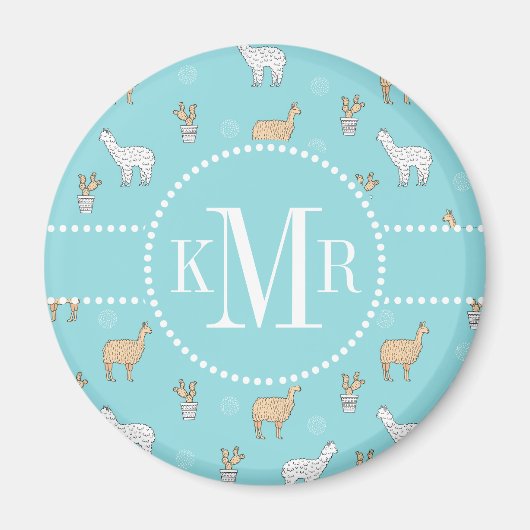 Niedliches Alpaca Llama Cactus Pattern Magnet (Vorne)