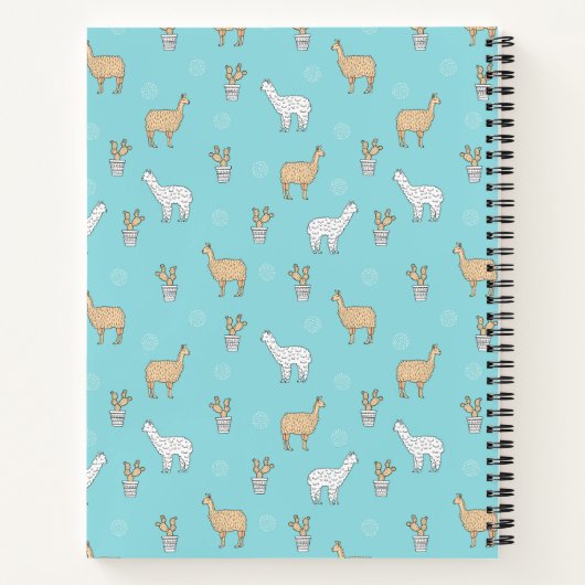 Niedliches Alpaca Llama Cactus Pattern Notizbuch (Rückseite)