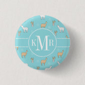 Niedliches Alpaca-Llama-Kakteen-Muster Button (Vorderseite)
