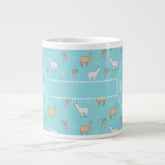 Niedliches Alpaca-Llama-Kakteen-Muster Jumbo-Tasse (Vorderseite)