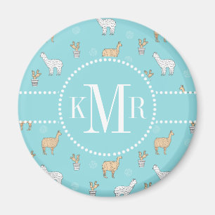 Niedliches Alpaca-Llama-Kakteen-Muster Magnet