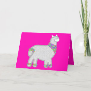 Niedliches Alpaca mit Blume Geburtstagskarte Feiertagskarte