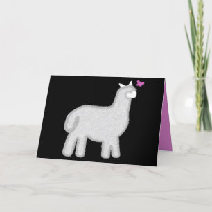 Niedliches Alpaca mit funkelnd rosa Schmetterlings Feiertagskarte