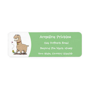 Niedliches Alpaca mit Schmetterling-Cartoon