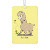 Niedliches Alpaca mit Schmetterling-Cartoon Autolufterfrischer (Rückseite)