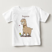 Niedliches Alpaca mit Schmetterling-Cartoon Baby T-shirt (Vorderseite)