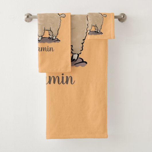 Niedliches Alpaca mit Schmetterling-Cartoon Badhandtuch Set (Insitu)