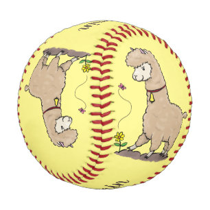 Niedliches Alpaca mit Schmetterling-Cartoon Baseball