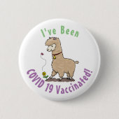 Niedliches Alpaca mit Schmetterling-Cartoon Button (Vorderseite)