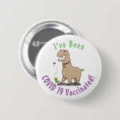 Niedliches Alpaca mit Schmetterling-Cartoon Button (Vorne & Hinten)