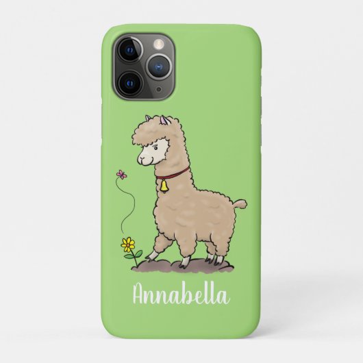 Niedliches Alpaca mit Schmetterling-Cartoon Case-Mate iPhone Hülle (Rückseite)